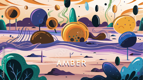 Abstract Amber Landscape Illustration
