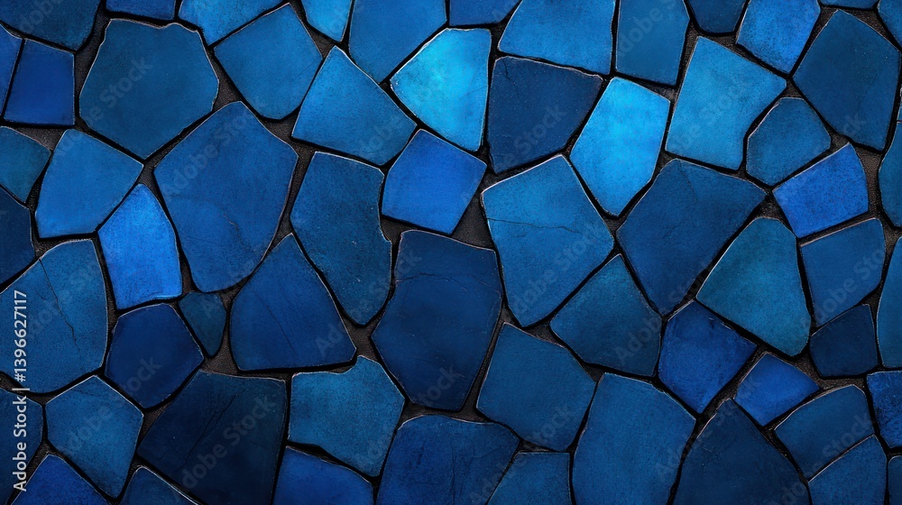 Geometric Turquoise Mosaic Tile Wall Texture Background with Abstract 3D Shapes