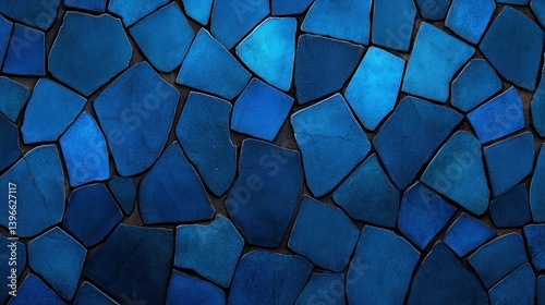 Obraz na płótnie Geometric Turquoise Mosaic Tile Wall Texture Background with Abstract 3D Shapes w salonie