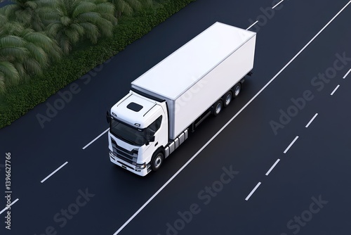 Obraz na płótnie Autonomous Truck on Highway: Future Cargo Delivery with AI and Traffic Sensors w salonie