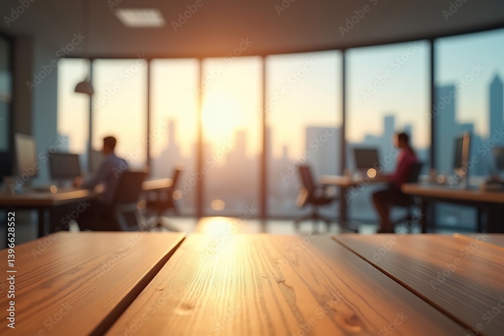 Modern office space with city view background for business presentation and product display mockup scene Modern office space with city view background for business presentation and product display mockup scene