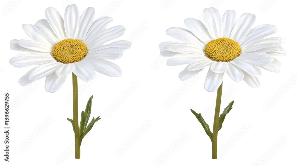 Obraz premium Two Delicate White Daisies on a Soft Background for Design Use