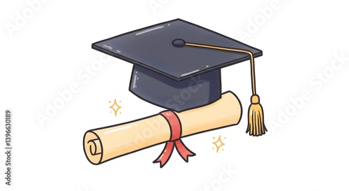 Illustrative graduation cap and diploma celebrating academic achievements