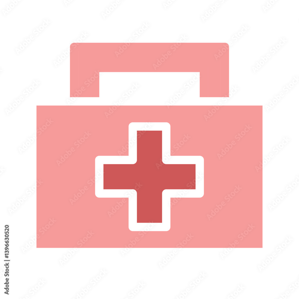 Fototapeta premium Minimalist First Aid Kit Vector Icon Illustration