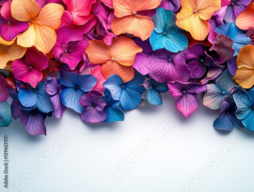 Colorful Floral Arrangement Featuring Realistic Hydrangeas, Perfect for Wall Art and Decor in Any Space