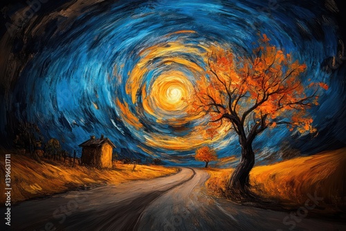 Obraz na płótnie Vibrant Nature: Capturing the Beauty and Energy of the Natural World with Expressive Colors, Textures, and Light and Shadow Interplay w salonie