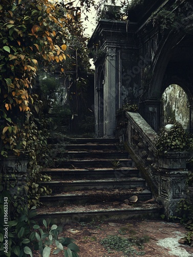Overgrown Stone Staircase: Nature Reclaiming Lost Architecture
