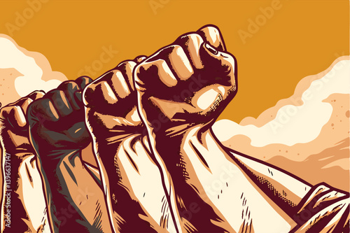 Raised Fists Unity Power Protest