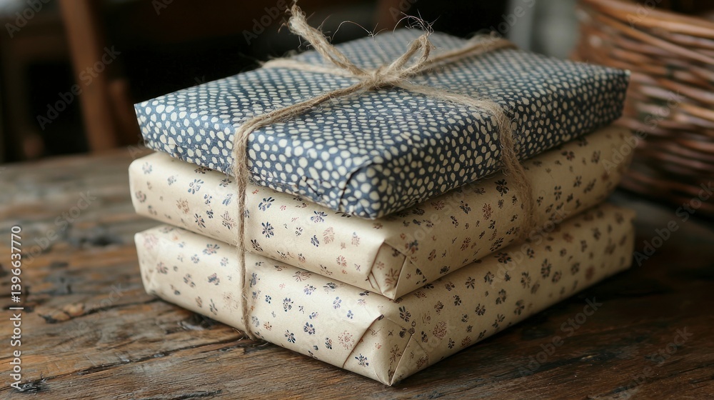 Obraz premium Handcrafted Gift Wrapping with Realistic Patterns for Unique Present Presentation