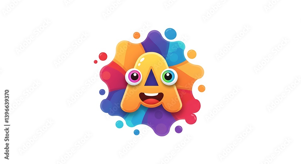 Fototapeta premium A playful and colorful logo for a children's educational app that makes learning fun through games