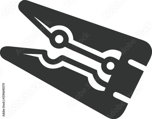 Minimalist clothespin icon with flat design and transparent background