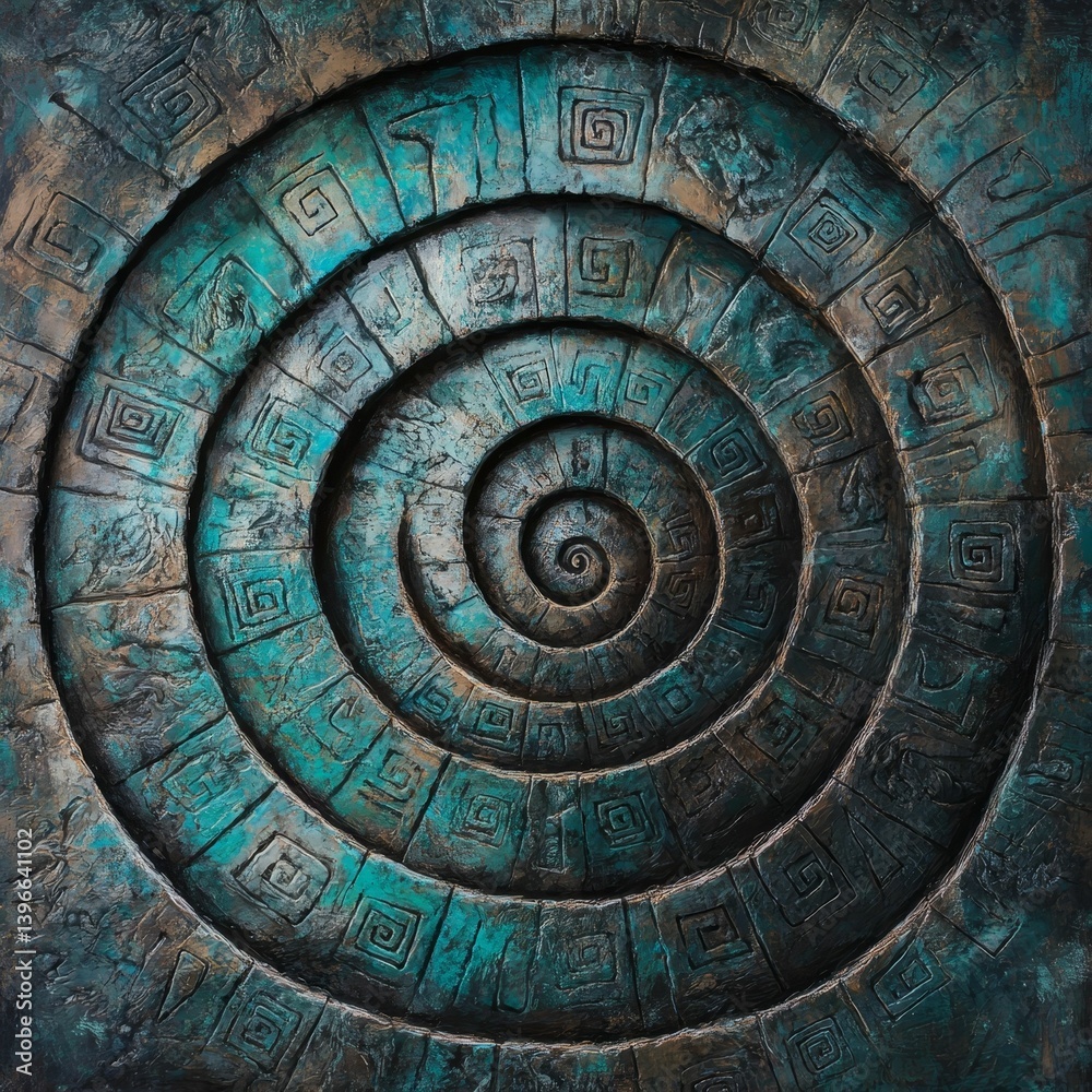 Textured surface shows a spiral pattern with shades of blue and gray. Textured surface shows a spiral pattern with shades of blue and gray.
