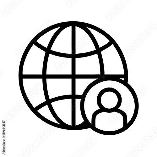 Globe with Person Profile Icon Design