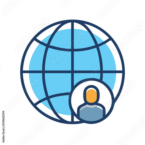 Globe with Person Profile Icon Design