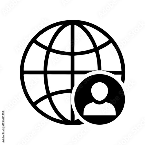 Globe with Person Profile Icon Design