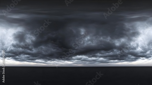 Dramatic Black Clouds Over an Expansive Sky in HDR Panorama