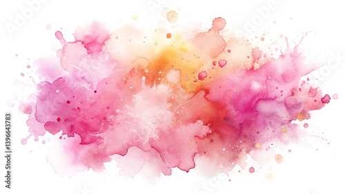Colorful Watercolor Splashes in Pink Shades on Transparent Background for Design Projects