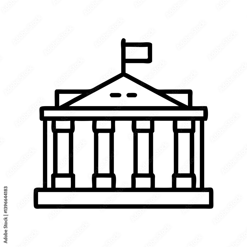 Government Building with Columns Icon Design Government Building with Columns Icon Design