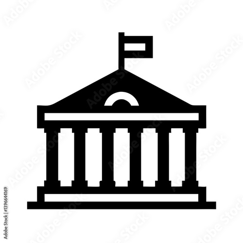 Government Building with Columns Icon Design