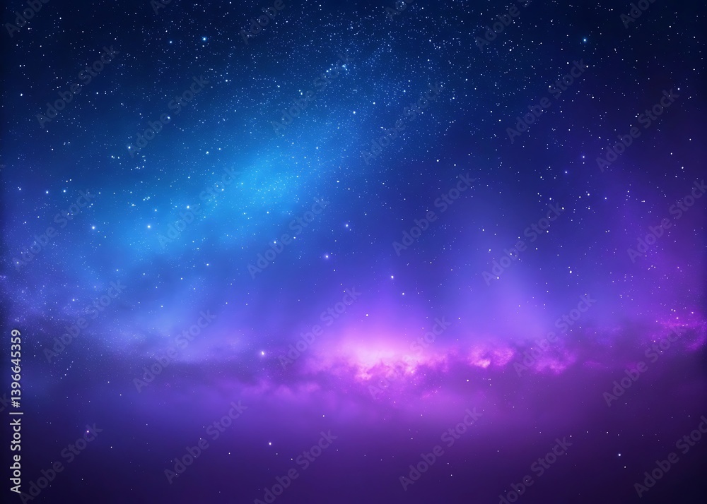 Abstract Cosmic Ocean Horizon with Purple and Blue Night Sky and Stars Abstract Cosmic Ocean Horizon with Purple and Blue Night Sky and Stars