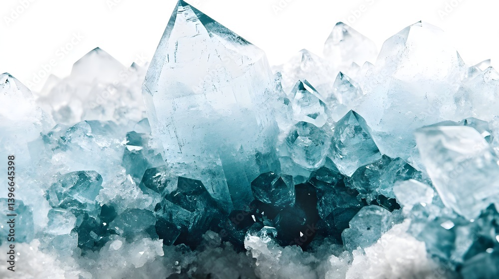 Obraz premium Blue Crystal Cluster Isolated on White Background for Stock Images