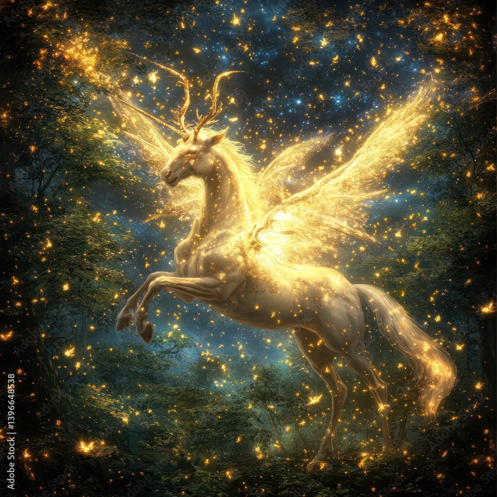 Enchanted Forest: A Mystical Realm of Ethereal Creatures and Vibrant Greenery, Transporting You to a World Beyond Our Own