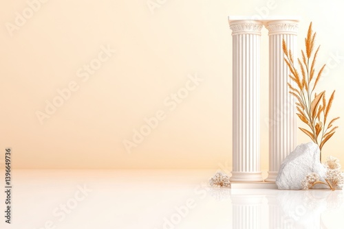 Obraz na płótnie Antique Columns and Statues as Background for Product Presentation on White Background w salonie