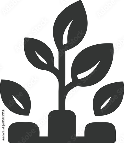 Glyph Plant Icon With Soil Isolated On Transparent Background Nature Simple Icon