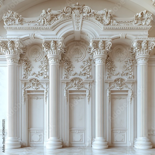 Grand neoclassical mansion facade with columns high resolution picture