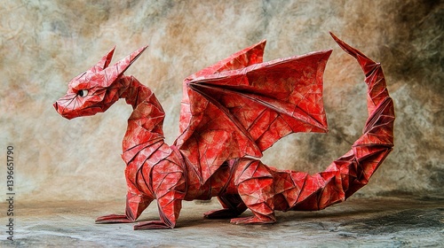 Realistic Origami Dragon Model for Home Decor, Captured in High-Quality Photography with Detailed Finishes
