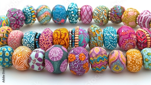 Vibrant and Colorful Beads for Jewelry Making in Realistic Photography with Perfect Detail