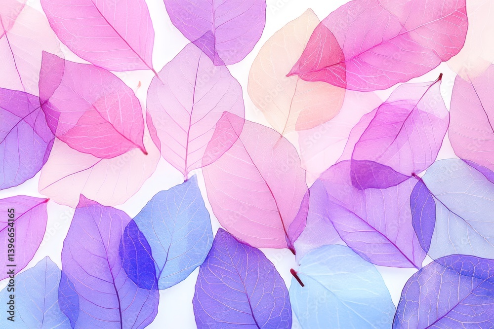 Purple Translucent Layered Leaves Closeup: Macro Nature Organic Background Texture Pattern