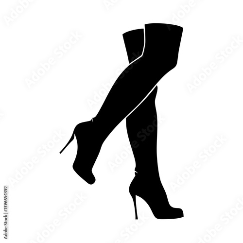thigh high boots icon, thigh high boots silhouette vector illustration-simple silhouette illustration of thigh high boots, perfect for thigh high boots logos and icons