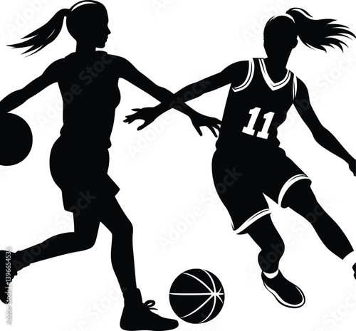 High jump basketball silhouette
