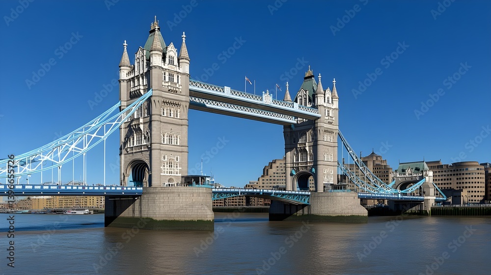 Fototapeta premium Iconic Tower Bridge in London Against a Clear Blue Sky