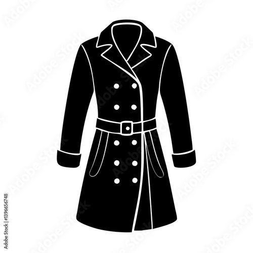 trench coat icon, trench coat silhouette vector illustration-simple silhouette illustration of trench coat, perfect for trench coat logos and icons