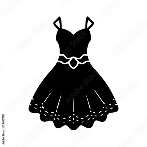 tulle dress icon, tulle dress silhouette vector illustration-simple silhouette illustration of tulle dress, perfect for tulle dress logos and icons