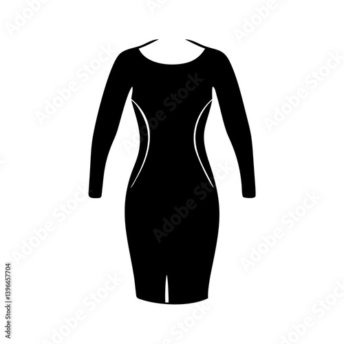sheath dress icon, sheath dress silhouette vector illustration-simple silhouette illustration of sheath dress, perfect for sheath dress logos and icons