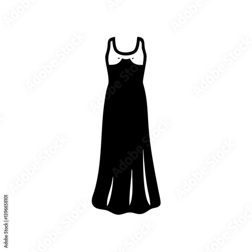 maxi dress icon, maxi dress silhouette vector illustration-simple silhouette illustration of maxi dress, perfect for maxi dress logos and icons