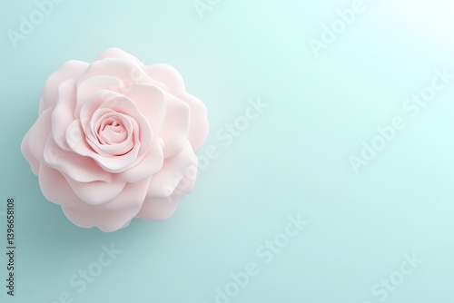 Delicate Pastel Rose on Mint Background