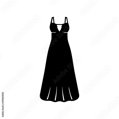 maxi dress icon, maxi dress silhouette vector illustration-simple silhouette illustration of maxi dress, perfect for maxi dress logos and icons