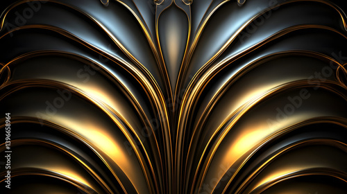 Wallpaper Mural Golden Curves: Abstract Art Design Torontodigital.ca