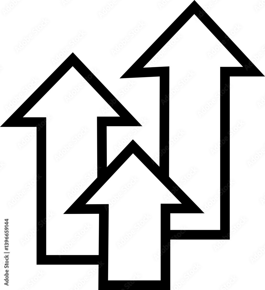 Increase icon in Line. isolated on transparent background Increase icon in Line. isolated on transparent background