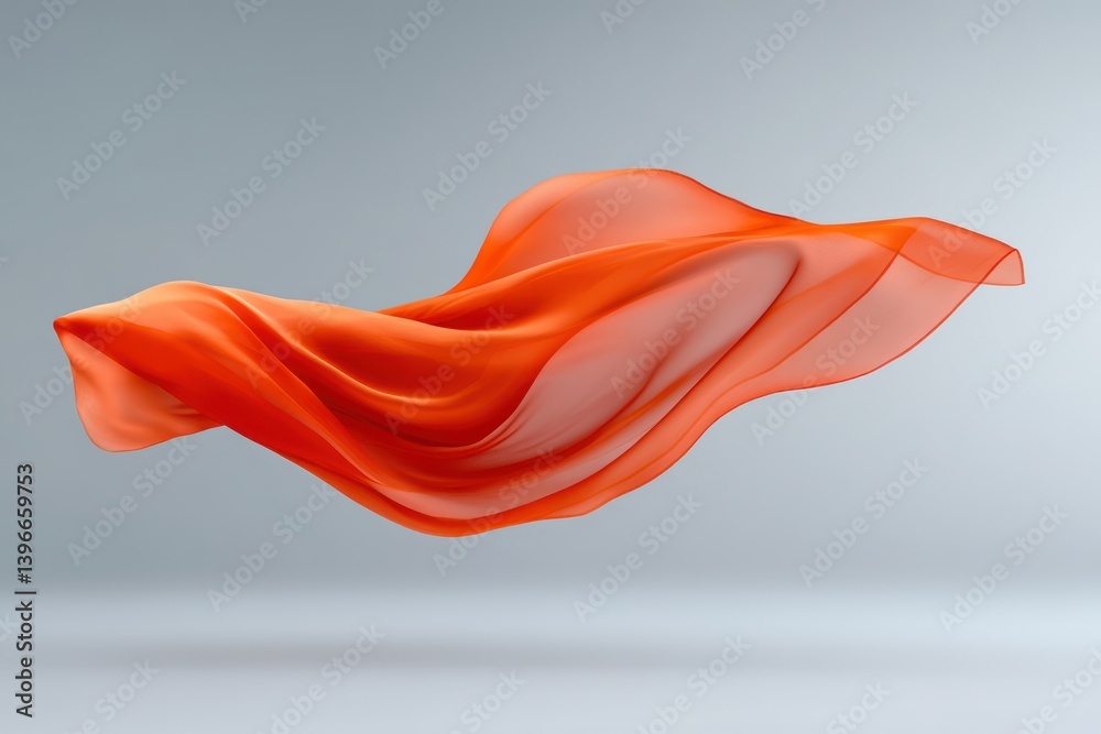 Flowing Red Silk Fabric: Elegant Waving Satin Cloth on Isolated Background