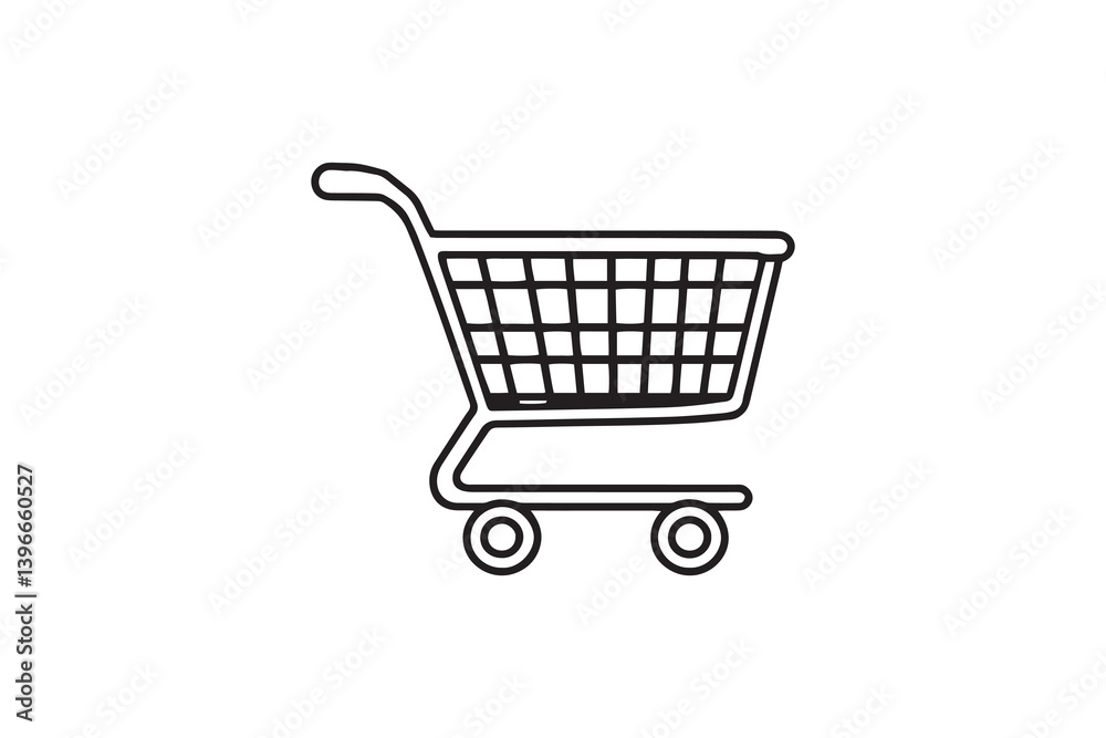 Empty shopping cart line art illustration Empty shopping cart line art illustration
