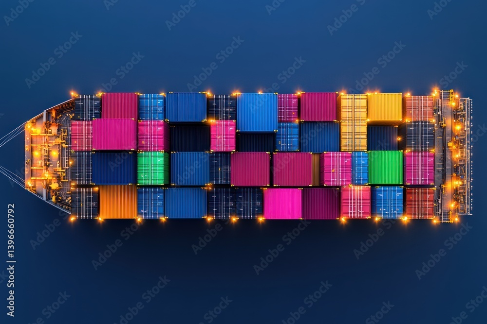 Global Logistics: Futuristic Cargo Container Ships with Advanced Technology for Efficient Container Export-Import via World Maps and Supply Chain Networks
