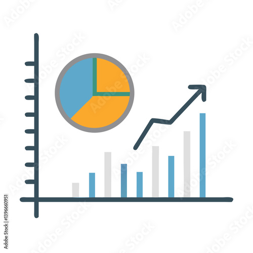 Graph Axis with Pie Chart Icon Design