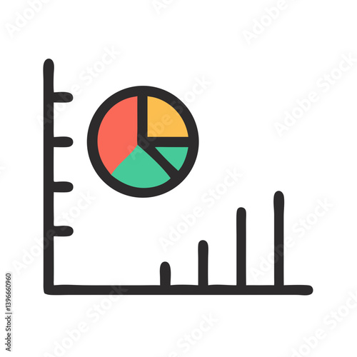 Graph Axis with Pie Chart Icon Design