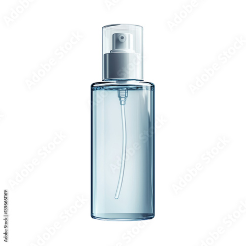 Clear spray bottle for cosmetic product presentation isolated on transparent  background png