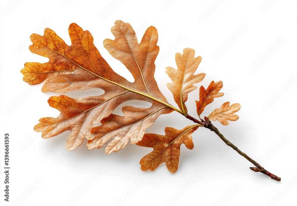 custom made wallpaper toronto digitalClose-up of a brown autumn oak leaf with intricate veins displayed on a white background.